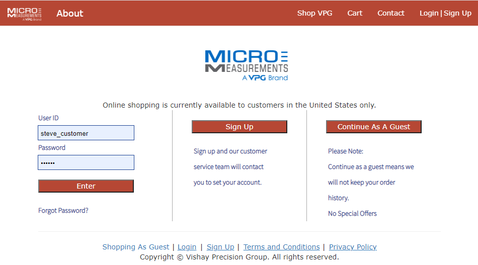 E-Commerce login